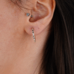 14 Ayar Altın Taşlı Halka Küpe 661