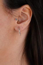 14 Ayar Altın Taşlı Halka Küpe 661