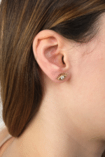 14 Ayar Altın Taşlı Kirpik Küpe 492 - Görsel 3