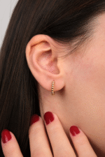 14 Ayar Altın Top Sıralı Halka Küpe 2