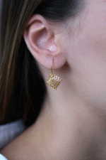 14 Ayar Altın Kare Sallantılı Küpe 515