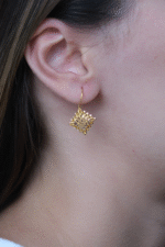 14 Ayar Altın Kare Sallantılı Küpe 515 - Görsel 2