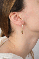 14 Ayar Altın Burgu Elips Küpe 327 - Görsel 3