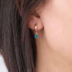 14 Ayar Altın Göz Nazar Sallantılı Küpe 270