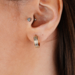 14 Ayar Altın Taşlı Halka Küpe 626