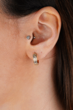 14 Ayar Altın Taşlı Halka Küpe 626