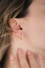 14 Ayar Altın Taşlı Halka Küpe 576 - Görsel 2