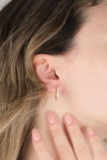 14 Ayar Altın Taşlı Halka Küpe 576 - Görsel 3