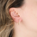 14 Ayar Altın Taşlı Halka Küpe 576