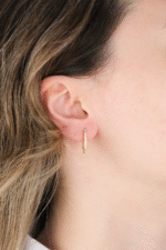 14 Ayar Altın Taşlı Halka Küpe 576