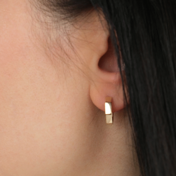 14 Ayar Altın Minimal Sade Halka Küpe 1002