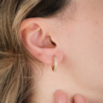 14 Ayar Altın Taşlı Halka Küpe 698