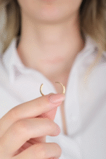 14 Ayar Altın Taşlı Halka Küpe 698 - Görsel 3