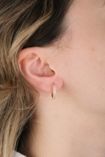 14 Ayar Altın Taşlı Halka Küpe 698 - Görsel 2