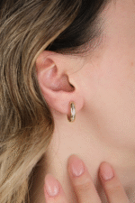 14 Ayar Altın Taşlı Halka Küpe 697