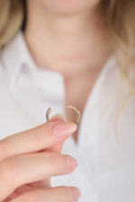 14 Ayar Altın Taşlı Halka Küpe 697 - Görsel 2