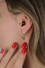 14 Ayar Altın Taşlı V Küpe 718 - Görsel 3