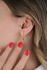 14 Ayar Altın Taşlı V Küpe 718 - Görsel 2