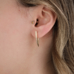 14 Ayar Altın Taşlı V Küpe 718