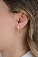 14 Ayar Altın Taşlı V Küpe 718