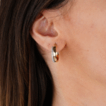 14 Ayar Altın Taşlı Halka Küpe 640