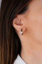 14 Ayar Altın Taşlı Halka Küpe 640