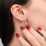 14 Ayar Altın Burgu Desen Halka Küpe 354