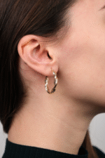 14 Ayar Altın Burgu Desen Halka Küpe 354 - Görsel 2