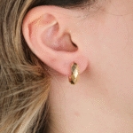 14 Ayar Altın Dörtgen Desen Halka Küpe 573