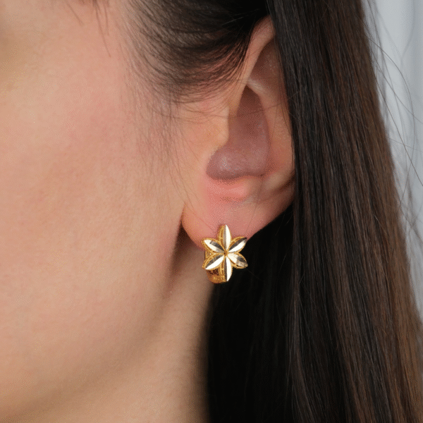 14 Ayar Altın Çiçekli Küpe 1050