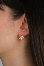 14 Ayar Altın Çiçekli Küpe 1050 - Görsel 2