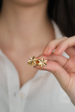 14 Ayar Altın Çiçekli Küpe 1050 - Görsel 3