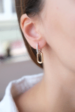 14 Ayar Altın Dörtgen Sallantılı Küpe 540 - Görsel 2