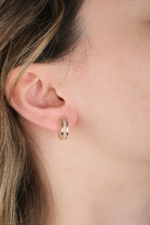 14 Ayar Altın Taşlı Halka Küpe 574 - Görsel 2