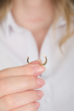 14 Ayar Altın Taşlı Halka Küpe 574 - Görsel 4