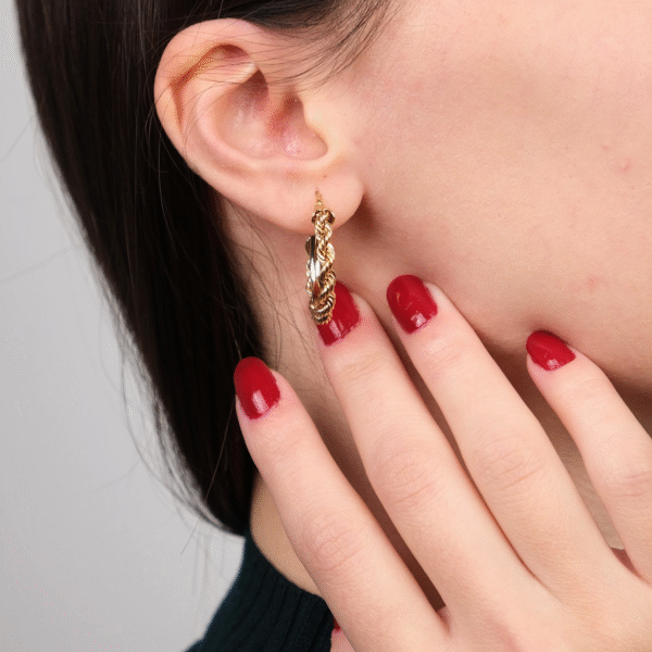 14 Ayar Altın Burgu Desen Halka Küpe 345