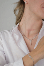 14 Ayar Beyaz Altın Baget Taşlı Set 63