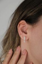 14 Ayar Beyaz Altın Baget Taşlı Set 63 - Görsel 7