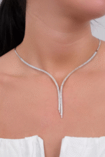 14 Ayar Beyaz Altın İkili Suyolu Set 92