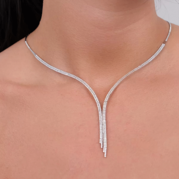 14 Ayar Beyaz Altın İkili Suyolu Set 92