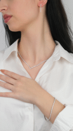 14 Ayar Beyaz Altın Suyolu Set