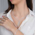 14 Ayar Beyaz Altın Taşlı Düğün Seti 91