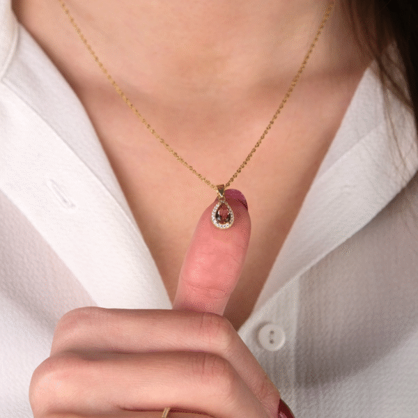 14 Ayar Altın Kahverengi Damla Taşlı Set 45