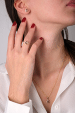 14 Ayar Altın Kahverengi Damla Taşlı Set 45 - Görsel 4