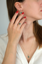 14 Ayar Altın Yeşil Taşlı Set 51