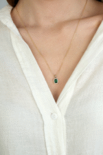 14 Ayar Altın Yeşil Taşlı Set 51 - Görsel 5