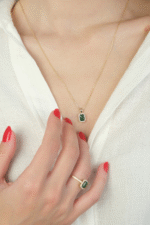 14 Ayar Altın Yeşil Taşlı Set 51 - Görsel 4