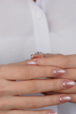 14 Ayar Beyaz Altın Taşlı Yüzük 611 - Görsel 2