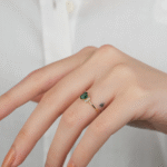 14 Ayar Altın İnce Yeşil Taşlı Yüzük 879