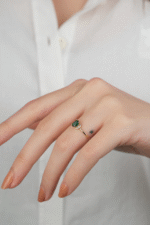 14 Ayar Altın İnce Yeşil Taşlı Yüzük 879